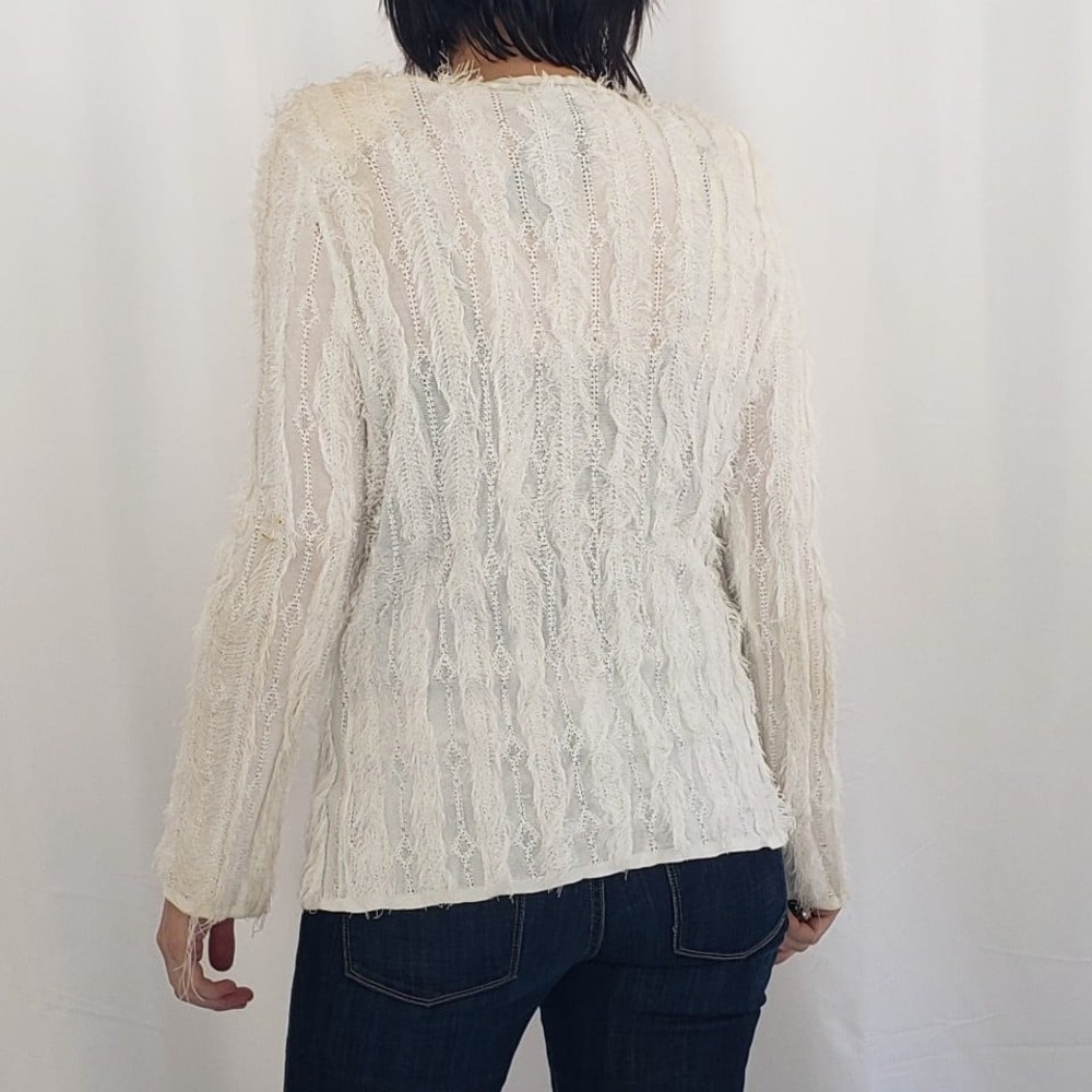 White Fuzzy Cardigan - Picture 3 of 7